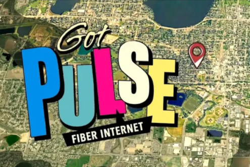 Image: Satellite photo of Loveland, Colorado, with the words Get Pulse Fiber Internet overlaid