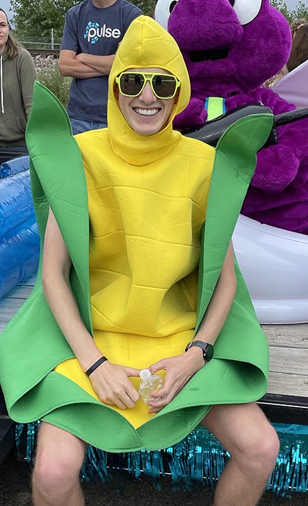 Image of Calvin dressed up for the Loveland Corn Roast Festival Parade