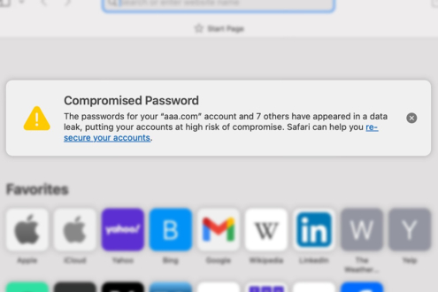 Screenshot of compromised password alert