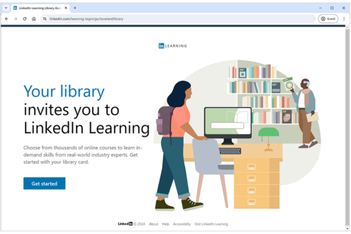 Screenshot of the login page for LinkedIn Learning with Loveland Public Library
