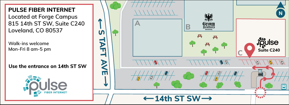 Image of map with directions to Pulse's new location