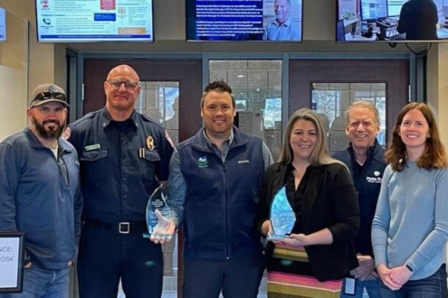 This is a photo of City of Loveland Employees accepting the Larimer EOC Collaboration Award