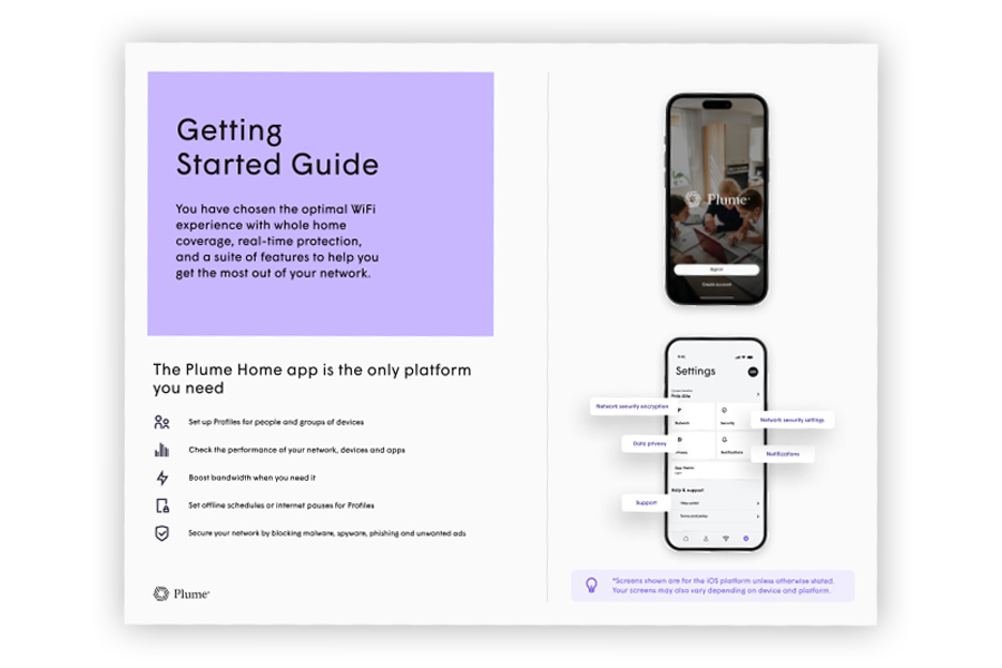 Image of the front page of Plume Home's Getting Started Guide