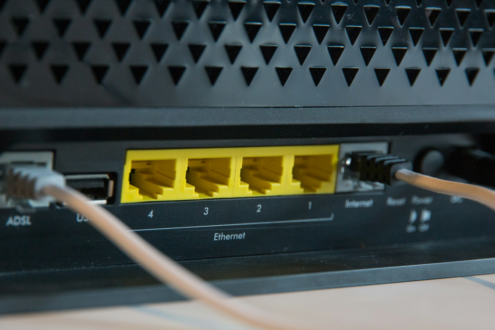 The back of a wireless router