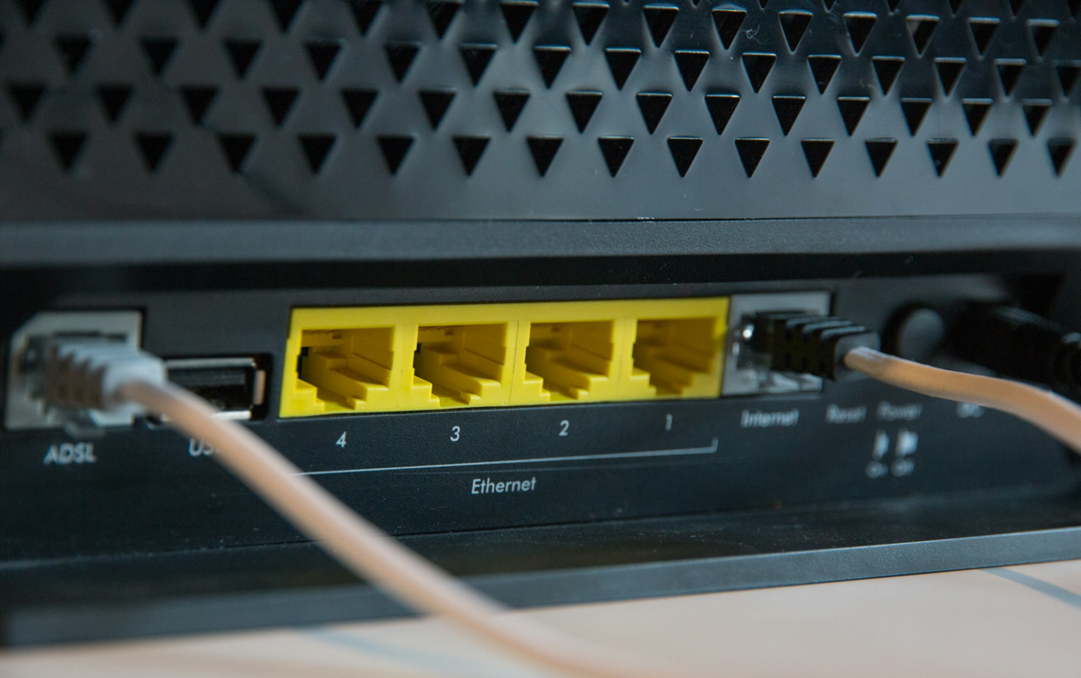 The back of a wireless router